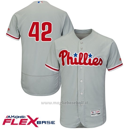Maglia Baseball Uomo Philadelphia Phillies Jackie Robinson Grigio Flex Base